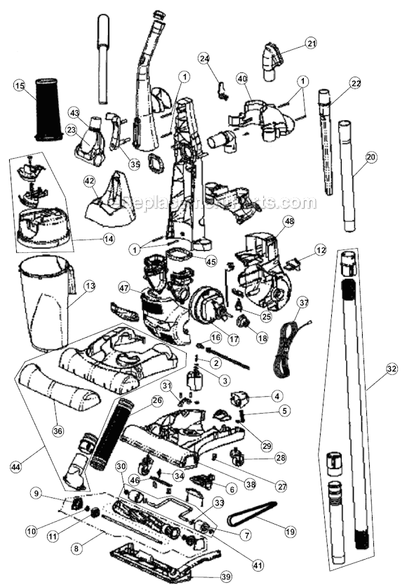 Page A Diagram and Parts List for M088450  Dirt Devil Upright Vacuum